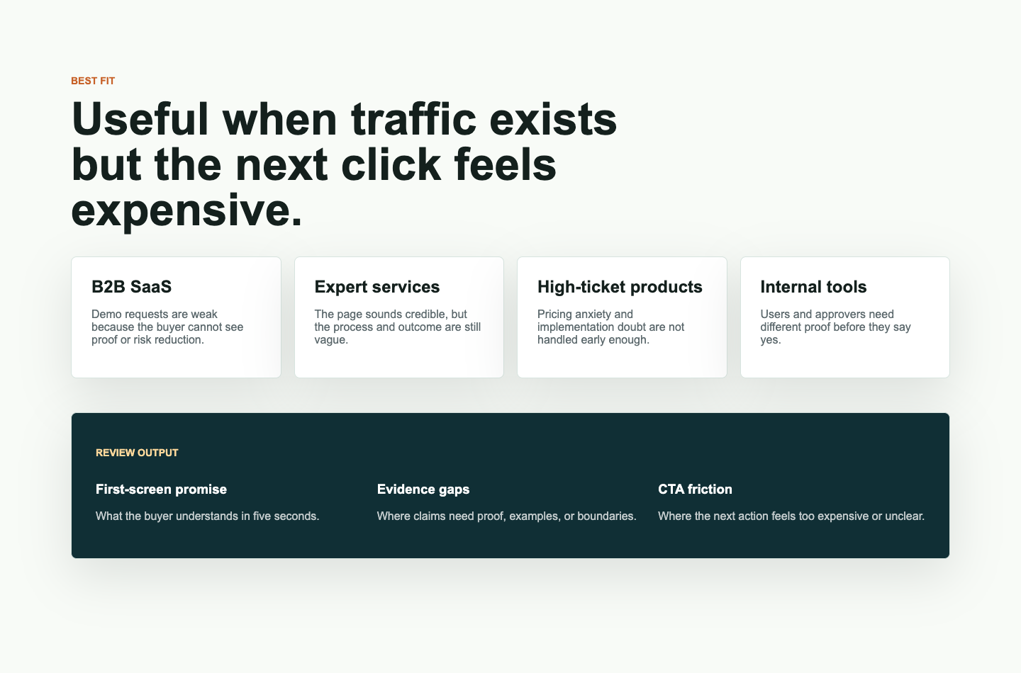 QuietBuyerLab best-fit prototype for homepage review customers